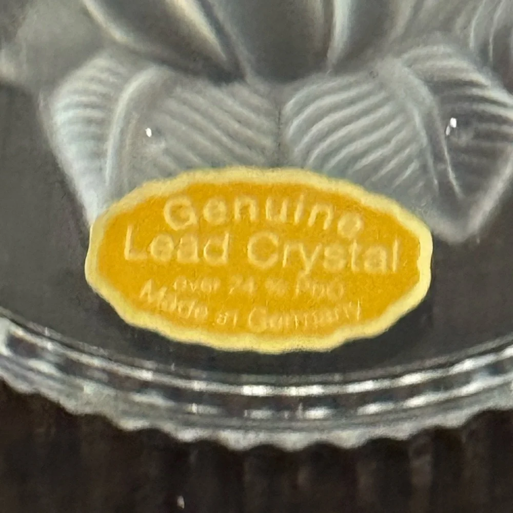 Set of 6 Lead Crystal‎ Lotus Coasters West Germany Vintage Glass Drink Bar Cart